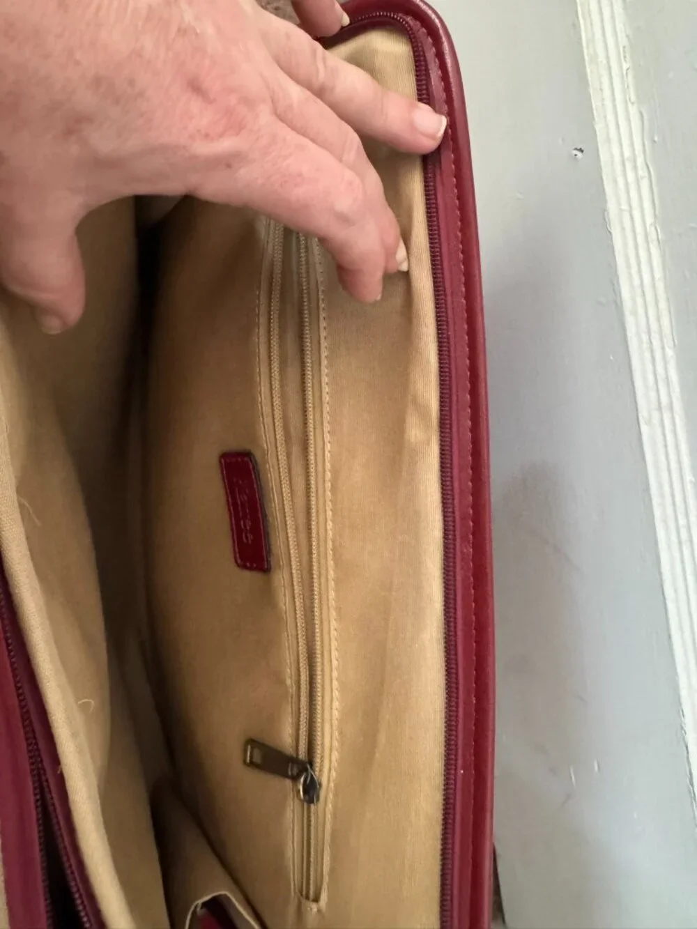Kattee Red Leather Computer Bag. Like New